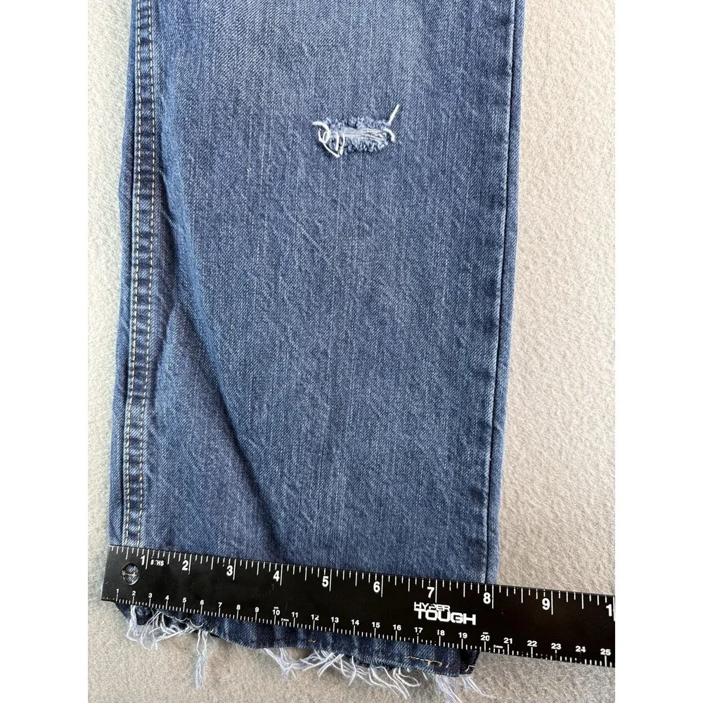 Wrangler Retro Relaxed Boot Jeans Mens 30x32 Med Blue Bootcut Distressed Denim
